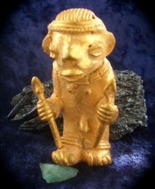 Tairona Tumbaga Gold Figur Aus Santa Marta Kolumbien VitrinenstÜck Bild