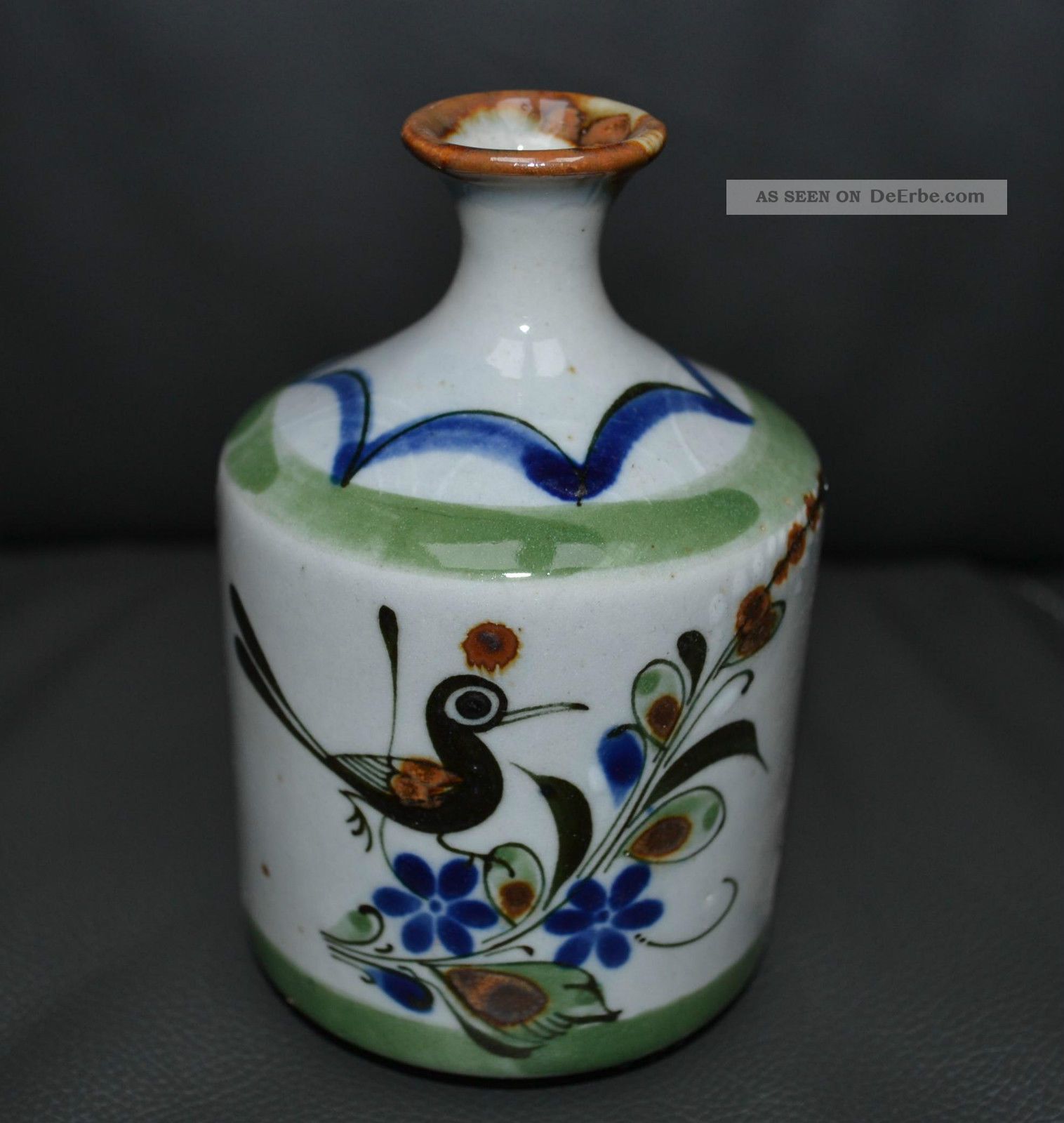 Azteca Mexico Vogel Handarbeit Keramik Vase Kanne Volkskunst Serien Nr.  59764 Internationale Antiq. & Kunst Bild