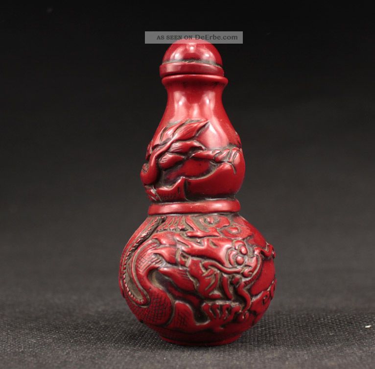 Schöne Alte Drache Snuff Bottles,  Lack Rotlack,  China Selten Asiatika: China Bild
