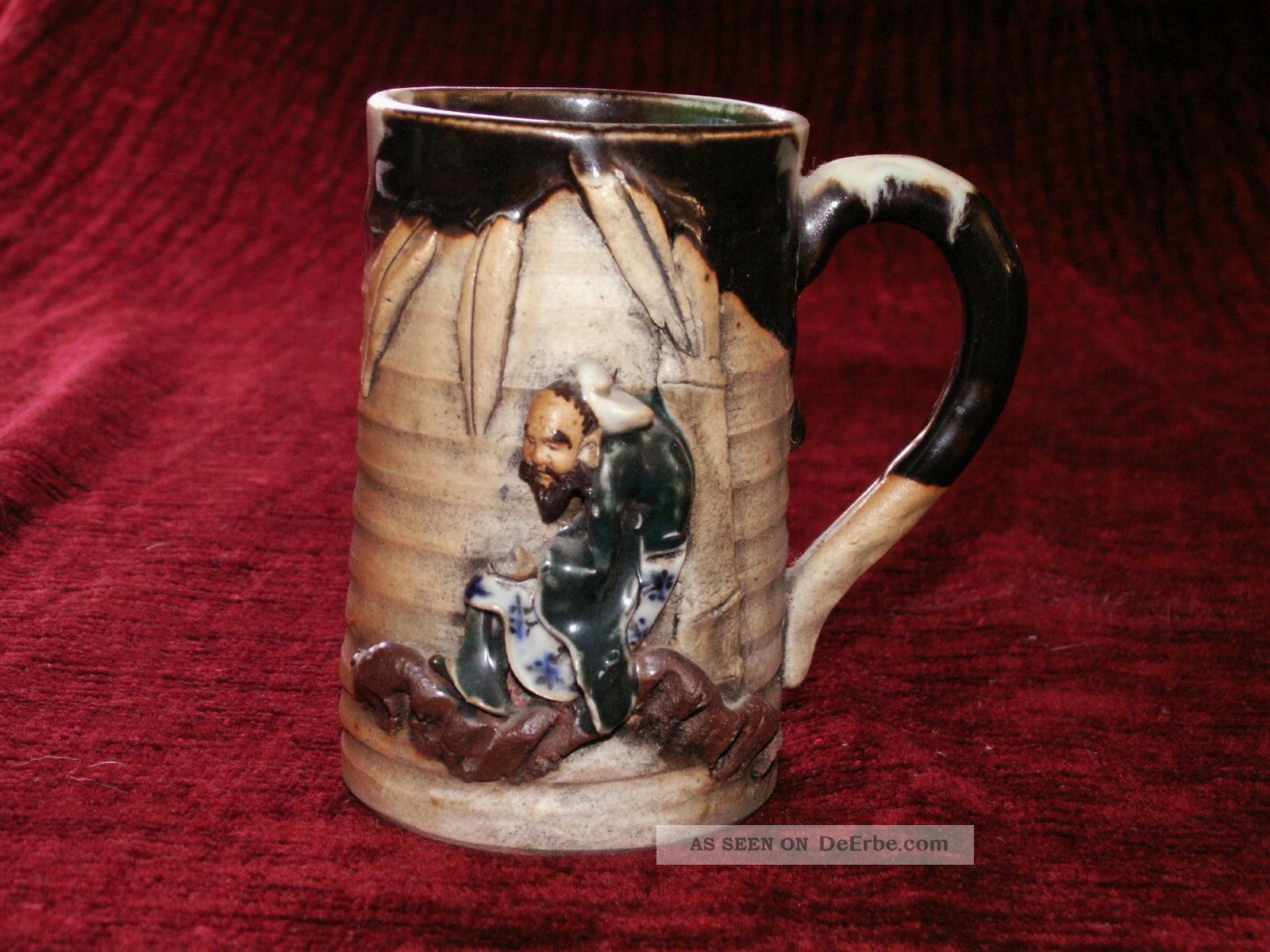 Alte Tontasse,  Tasse Relief,  Glasur Alter Chinese,  Handarbeit,  19.  Jhd,  12 Cm Asiatika: China Bild