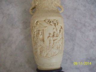 Asiatische Speckstein Vase Mit Handgeschnitztem Dekor Asien Handarbeit 28,  9 Cm Bild