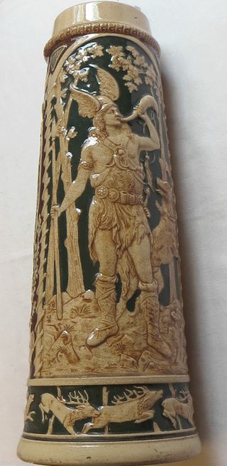 Jagdlicher Traditionskrug / Keramik Mit Spruch,  Um 1880,  H.  38 Cm Bild