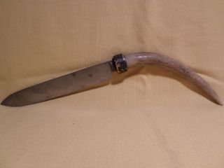 Altes Messer - Jagdmesser Mit Horngriff - Gemarkt - 
