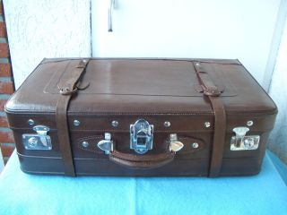 Leder Koffer Große Reisekoffer Oldtimer - Koffer Vintage. Bild