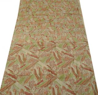 Vintage - Sari Aus Reiner Seide Stoff Braun Abstrakt Printed Indischen Sari Wrap H Bild