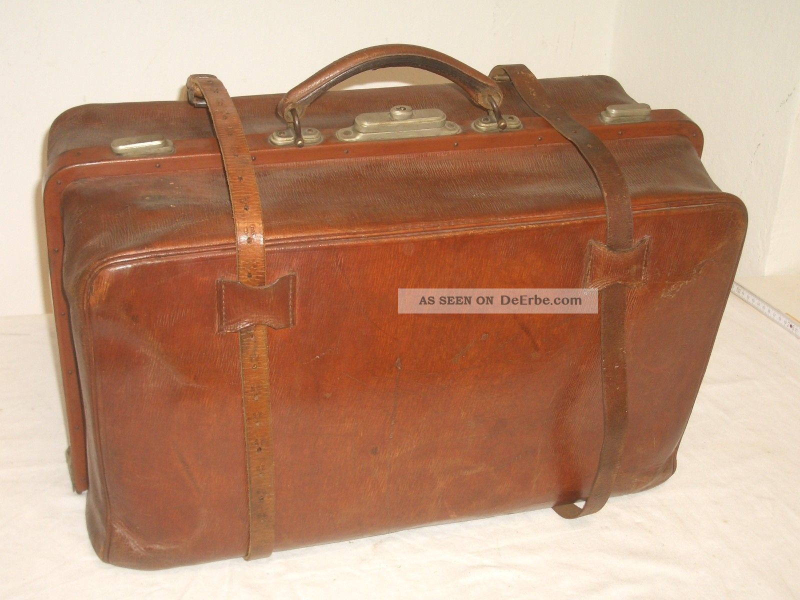 Leder Reisetasche - Reisekoffer Um 1920 Gearbeitet Accessoires Bild