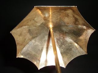 Ganz Süsser Kleiner Miniatur Schirm / Regenschirm / Silber Messing Umbrella Bild
