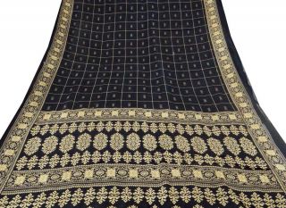 Klassiker Gedruckt Baumwolle 100 Silk Saree Indien Stoff Vorhang Deko - Schwarz 5 Bild