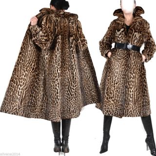 Luxus Echt Ozelot Swinger Lang Pelz Trench Fur Coat Winter Cites 180cm Saum Rar Bild