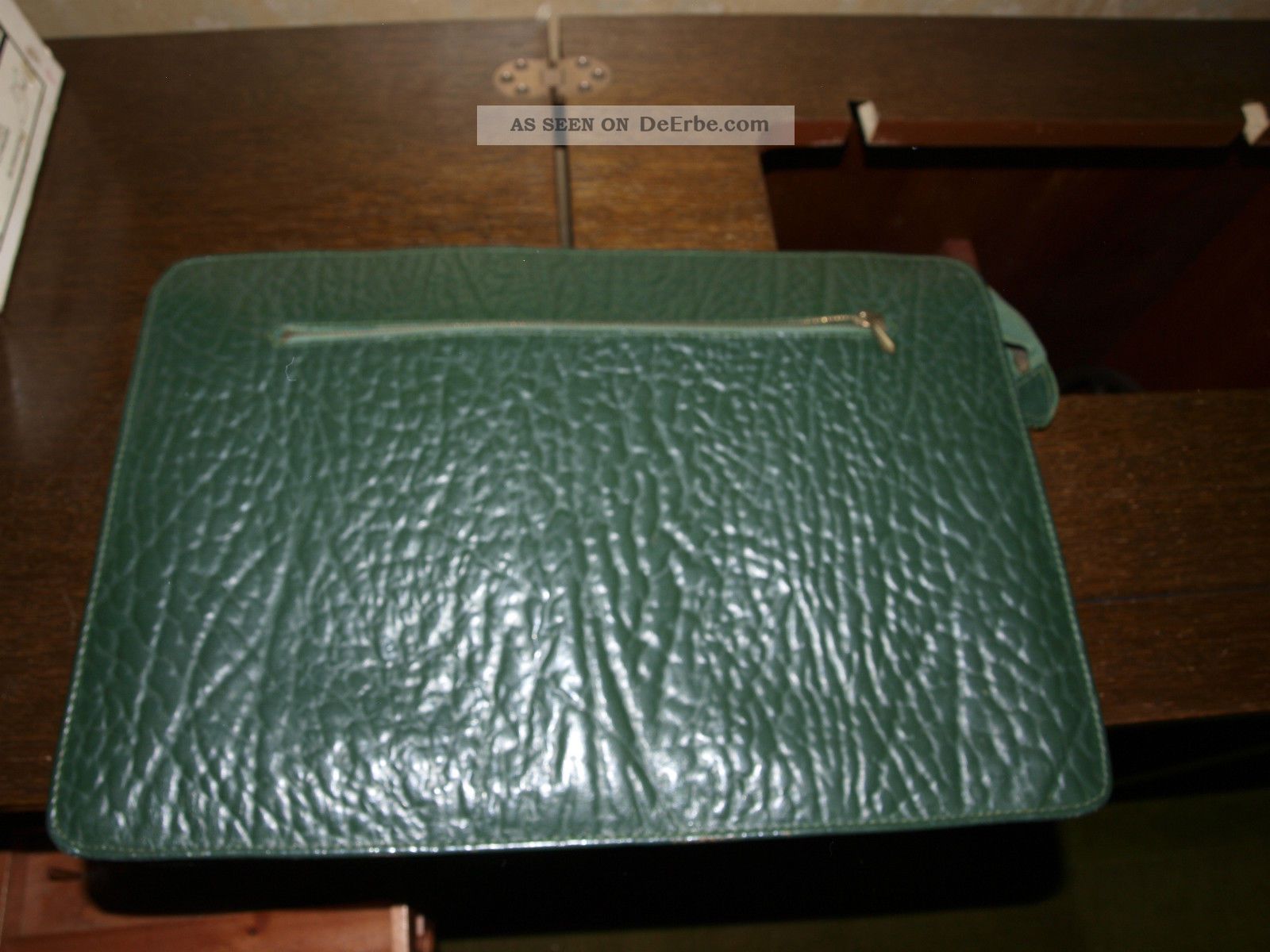 Aktenmappe,  Grün,  Leder? Gefüttert,  Mit Reissverschluß Ohne Griffe Accessoires Bild