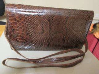 Alte,  Grosse Damen - Leder - Handtasche In Schlangenlederoptik,  Top Erhalten Bild