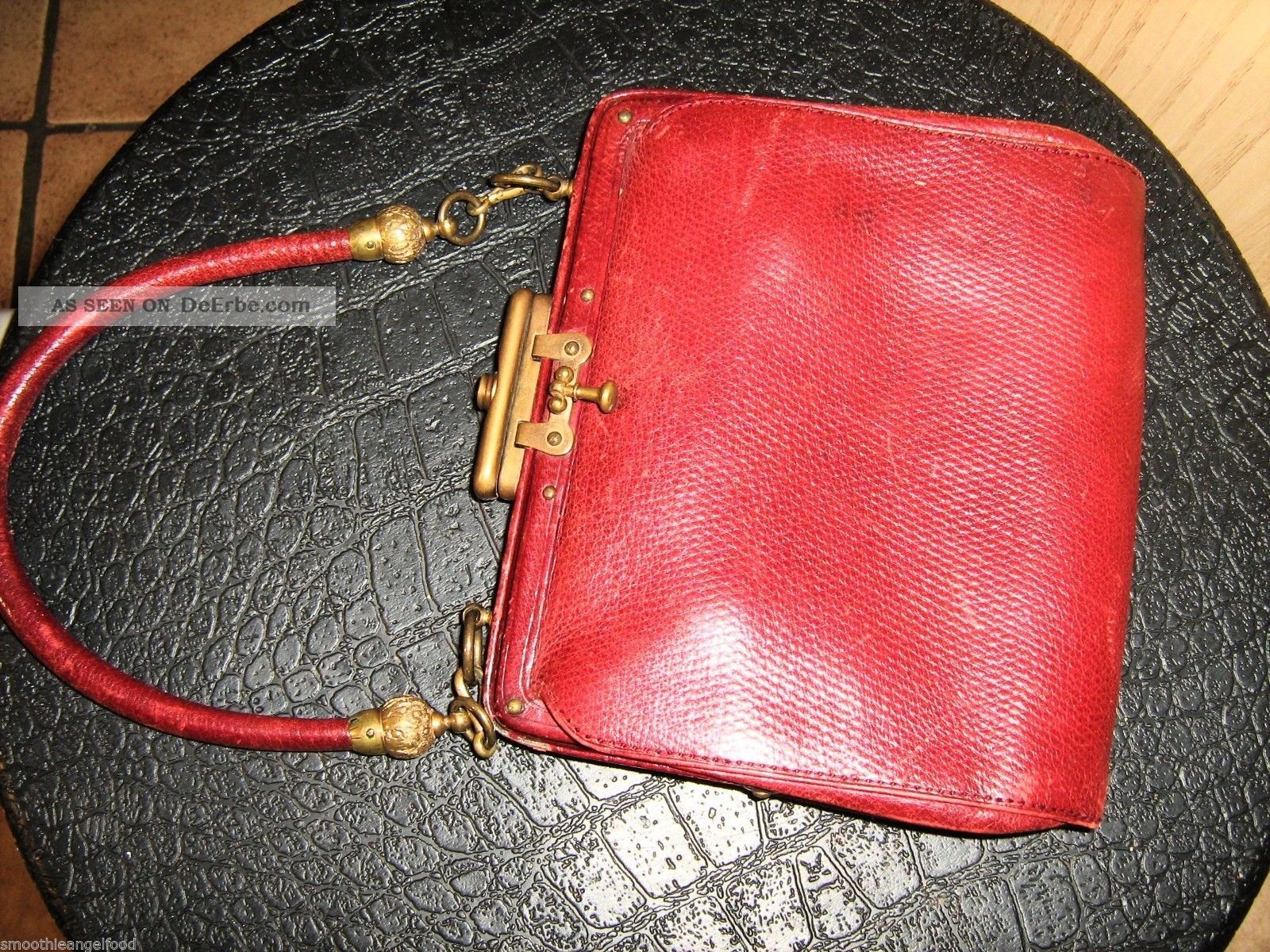 Feine Kleine Antike Leder Abendtasche Vor 1900,  Geldbörse.  Schminktasche,  Theater Accessoires Bild