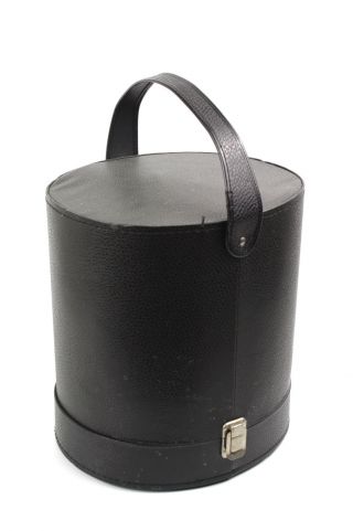 Ko30 Hutkoffer Perückenkoffer Kunstleder Schwarz Groß Vintage 70er Hutschachtel Bild
