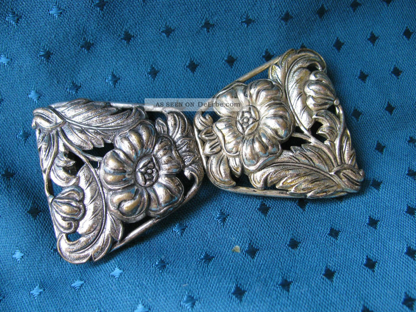 Jugendstil Gürtelschnalle Silberfarben Floral Cechoslovakia Shabby Vintage Rar Accessoires Bild