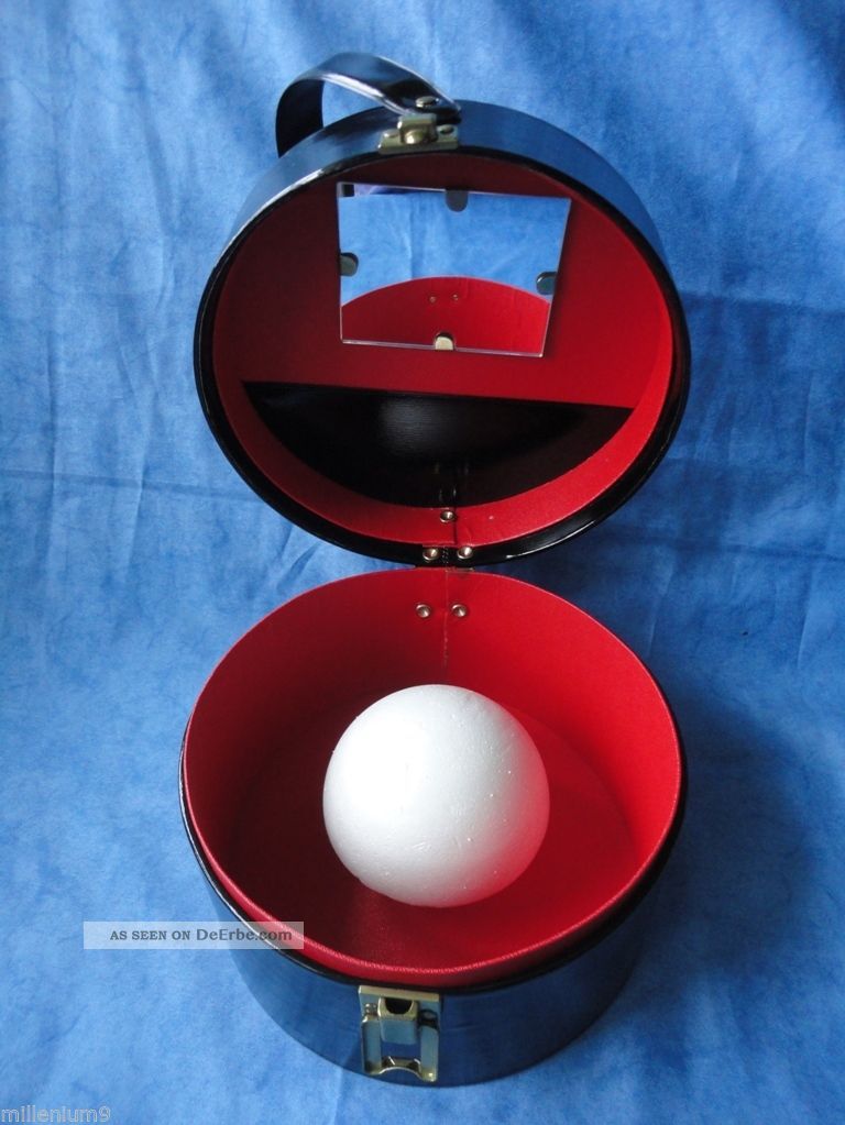 Hutschachtel Koffer Perücken Box Rund Lackleder Schwarz Rot ...