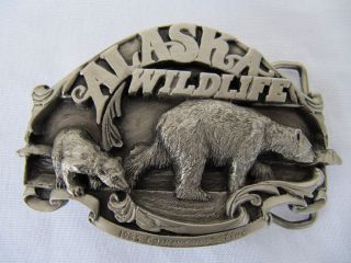 Gürtelschnalle Metall Alaska Wildlife,  Edition Numeriert,  1989,  Buckle Usa Bild