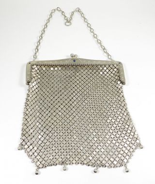 Echt Silber Art Deco Abendtasche Theatertasche 800 Silber Handtasche Um 1920 Bild