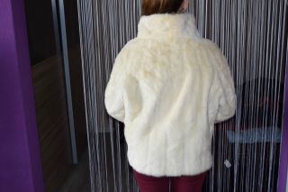 Nerz Pelz Damen Winter Mantel Jacke Poncho Parka Weiß,  Creme Bild