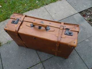 Vintage Alter Leder Koffer Auch Für Oldtimer Bild
