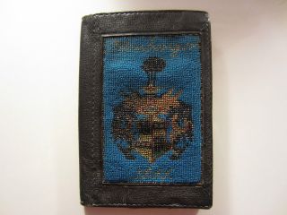 Brieftasche Aus Leder Und Perlenstickerei Datiert 1855 Bild