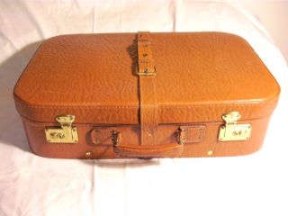 Alter Koffer Reisekoffer Aus Echt Leder - 50er Jahre - Retro Kult Mit Marke Bild
