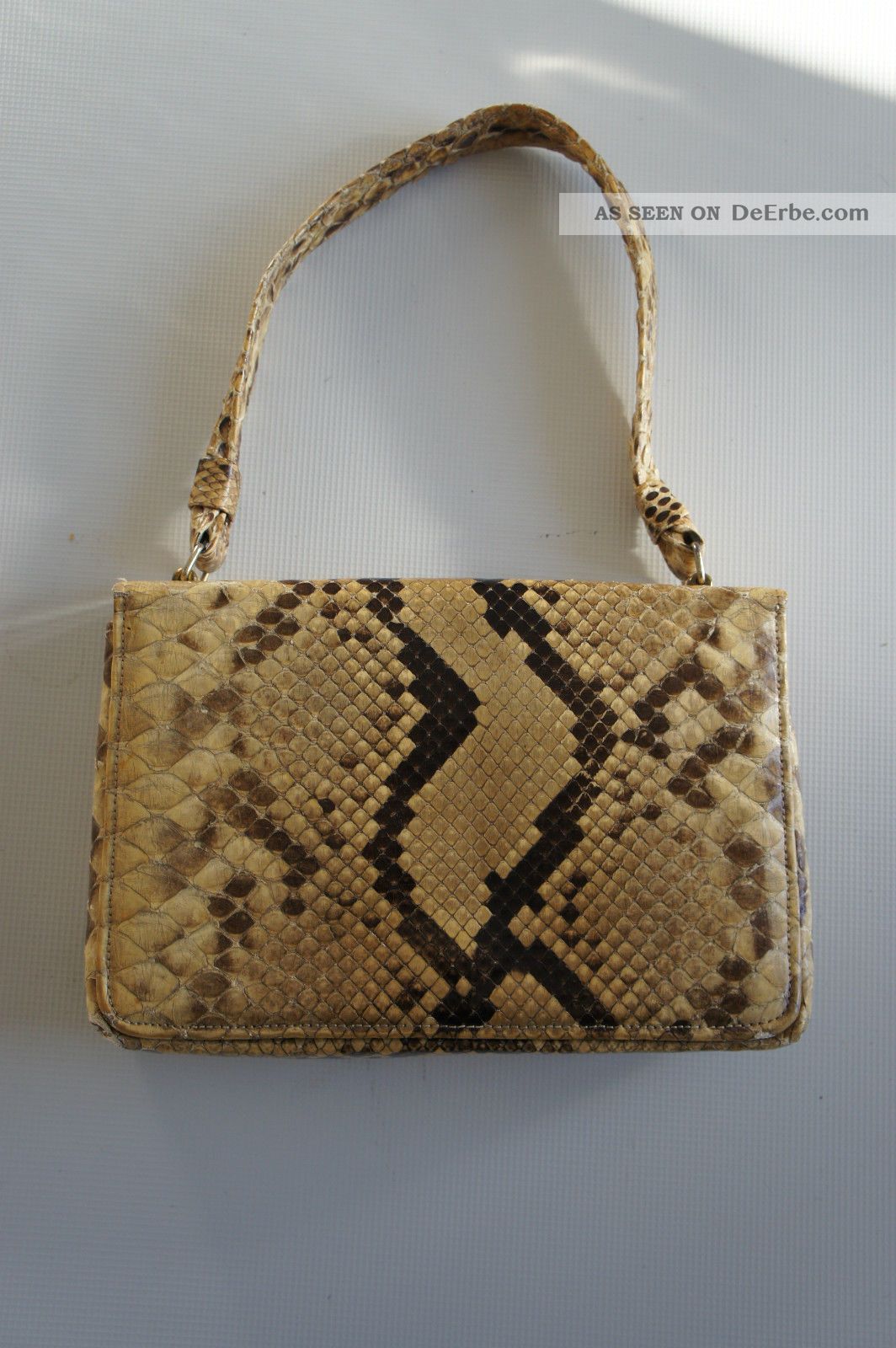 Mini Pochette Schlangenmuster Leder Vintage Sehr Alt Blogger Handtasche Clutch Accessoires Bild