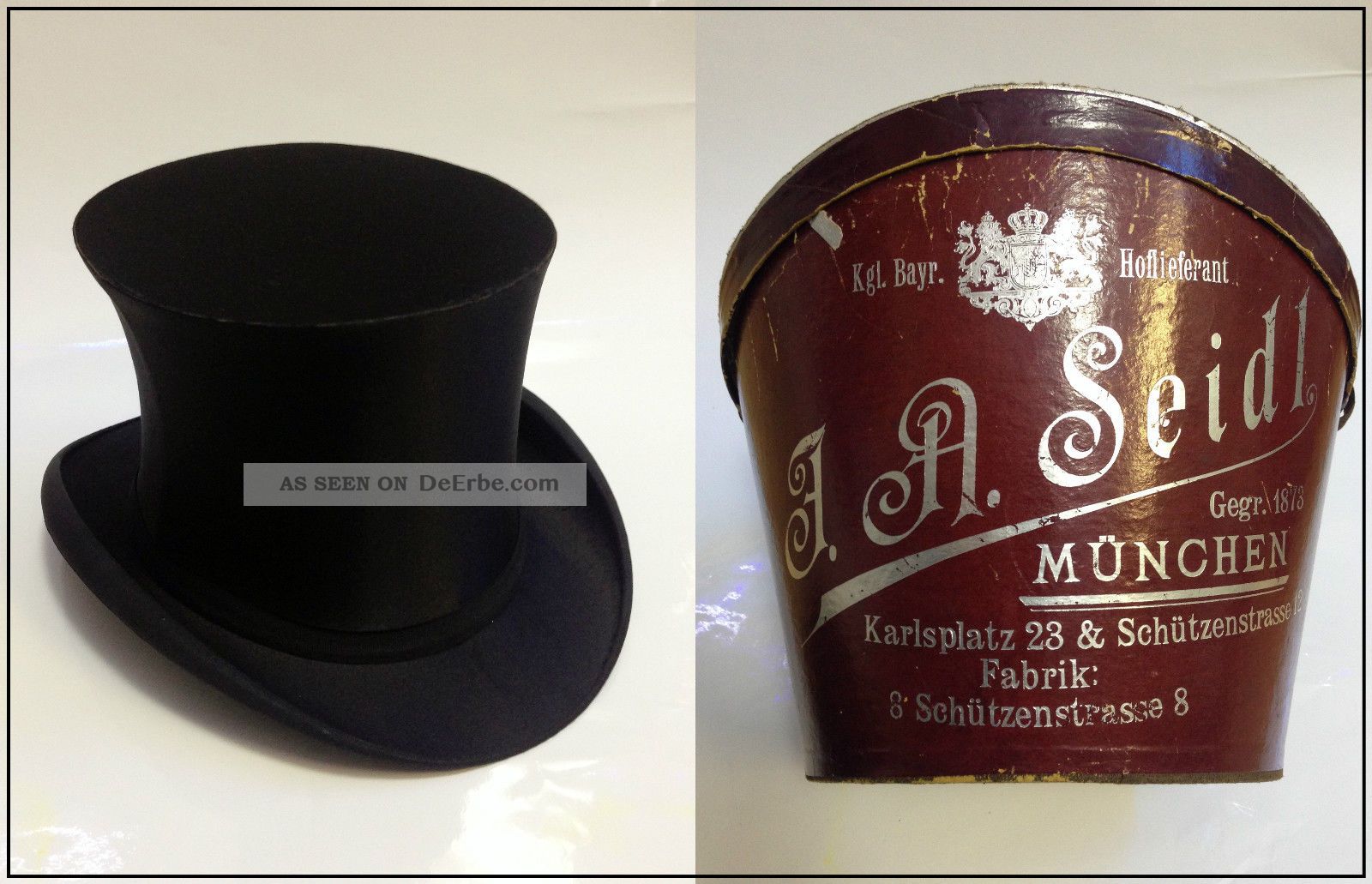 Zylinder,  Chapeau Claque,  Klappzylinder,  F.  A.  Seidl München,  Gr.  54,  Giraud Paris Accessoires Bild