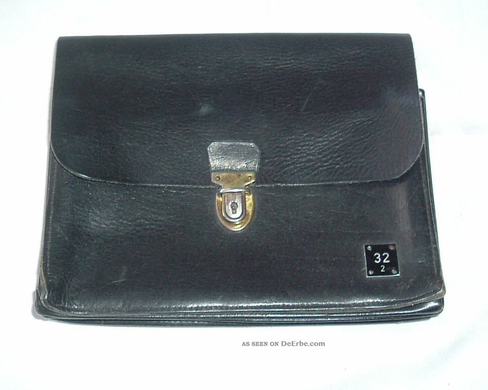 Schaffnertasche Kassierertasche,  Geldtasche Aus Schwarzem Dicken Leder Vintage Accessoires Bild