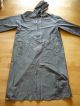 Vintage Grau Sehr Lang Regenmantel Pvc Nylon Raschelig Raincoat M Kapuze Kleidung Bild 3
