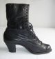 Historische Schuhe Gr.  35,  36,  Jugendstil,  Schwarzes Leder,  Stiefeletten Kleidung & Accessoires Bild 3