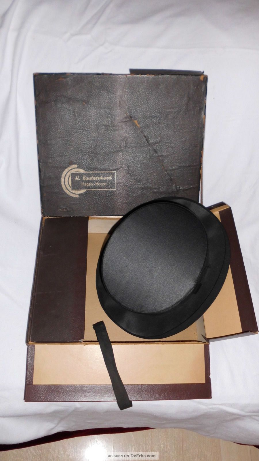 Antiker Chapeau Claque,  H.  Bautzenhard,  Größe Ca.  60,  Mit Hutschachtel Accessoires Bild