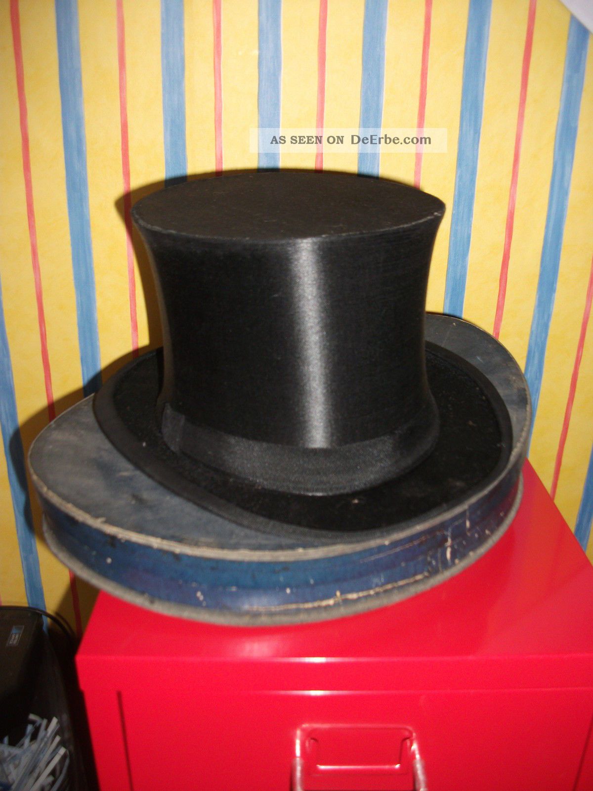 Antiker Klappzylinder Chapeau Claque Mit Hutschachtel Gr.  55 / 55,  5 Cm Welt - Kla Accessoires Bild