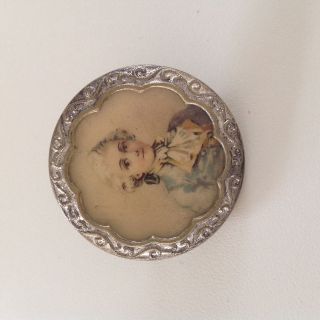 Schöner Großer Alter Knopf Button Portrait Miniatur Um 1900 Bouton Bottone Bild