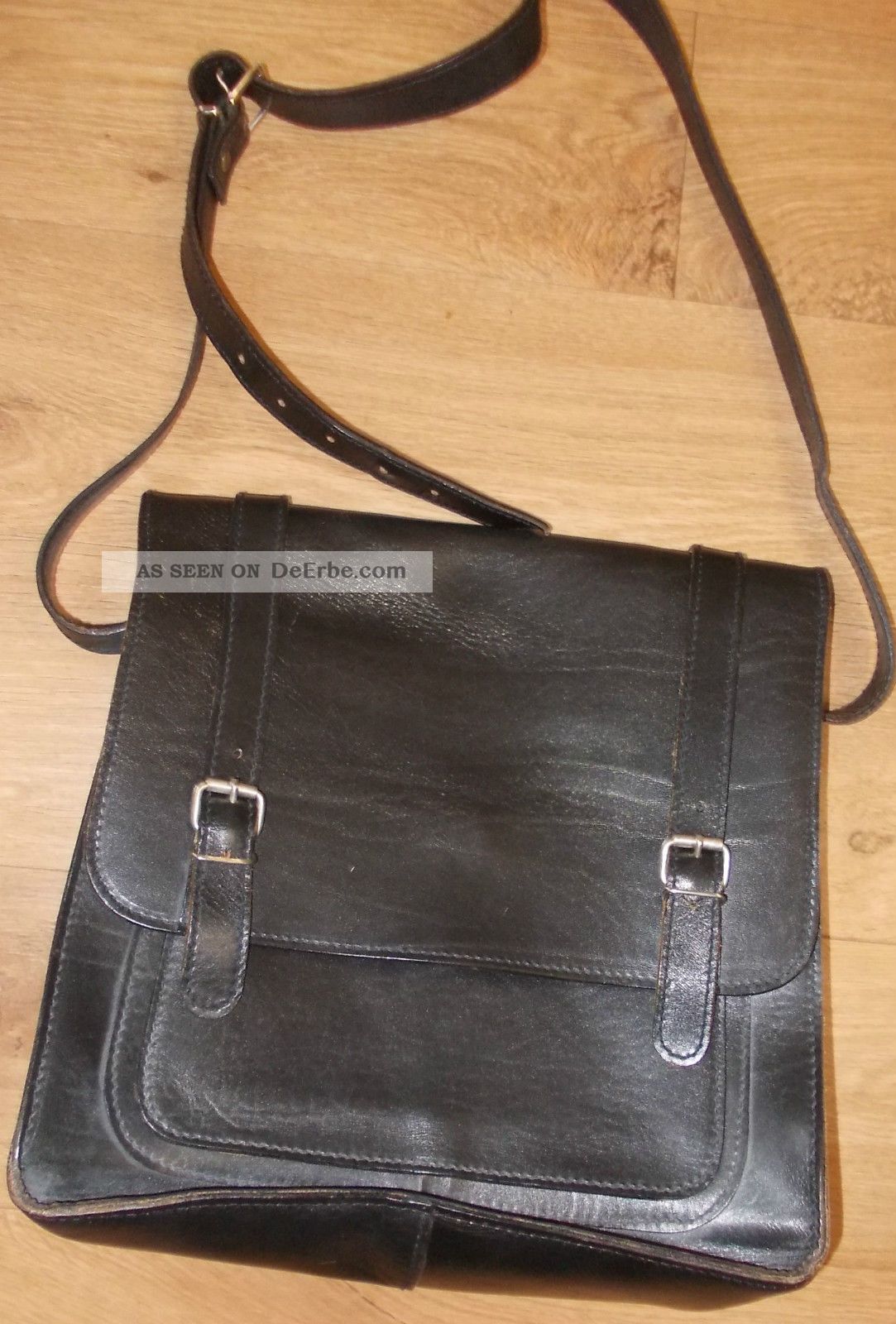 Antike Aktentasche Schultertasche Schwarz Echtleder Ansehen Top Accessoires Bild