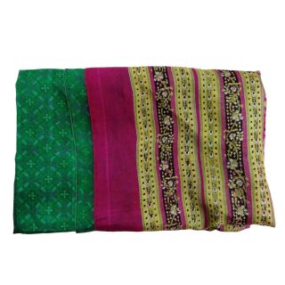 Weinlese 100 Reine Seide Grün Saree Stoff Indien Craft Deco Floral Printed Sari Bild