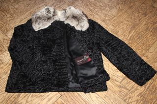 Echte Breitschwanz Swakara Persianer Jacke Mit Chinchilla Kragen Gr.  36 - Topp Bild