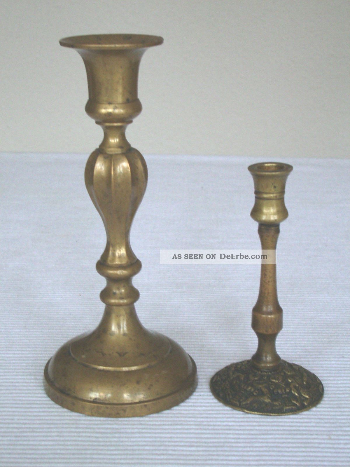 Jugendstil Kerzenleuchter (2) Dekoration Kerzenständer Ca.  1890 Wohnaccessoires Messing Bild