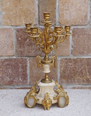 Kerzenleuchter Um 1880 - Feuervergoldete Bronze Und Alabaster (3164) Bild