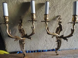 Tolles Paar Wandlampen Im Barock Stil Aus Bronze Messing HÖhe 42 Cm Bild