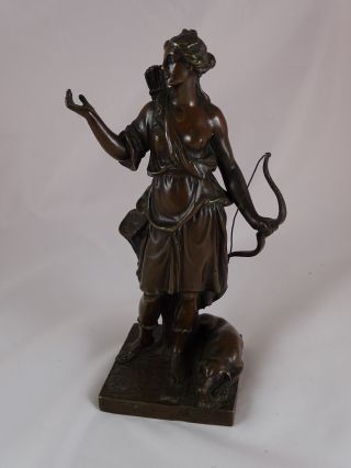 Top Bronze Skulptur Bronze Figur Bronzestatue Göttin Der Jagd Diana Jägerin Bild