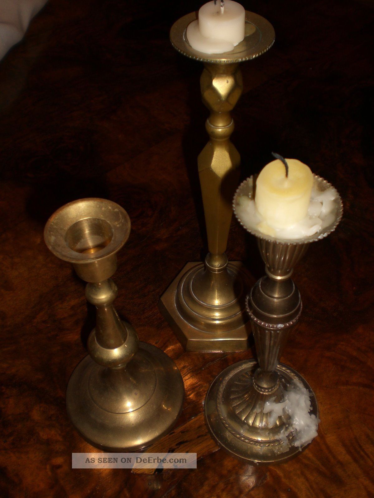 3 Kerzenleuchter,  Messing Gefertigt nach 1945 Bild