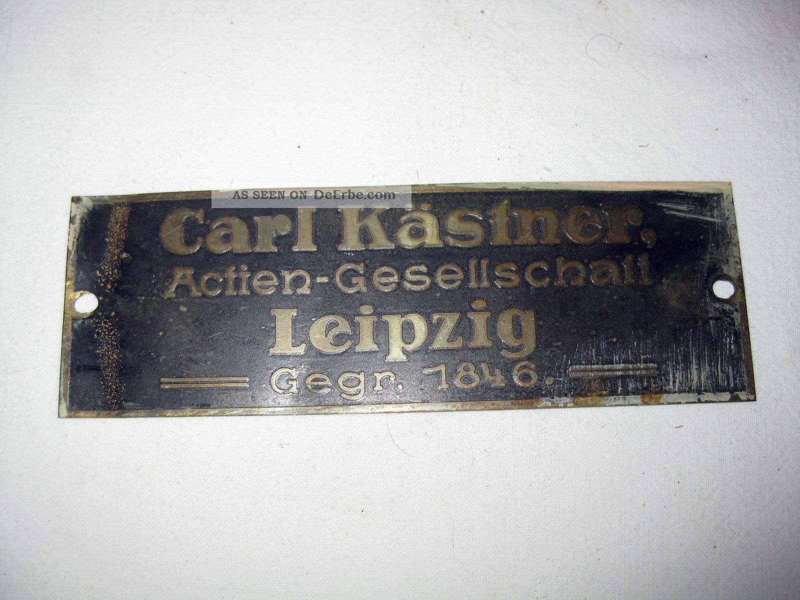 Altes Reklame Messingschild,  Tresor Fa.  Carl Kästner Actien - Gesellschaft Leipzig Messing Bild