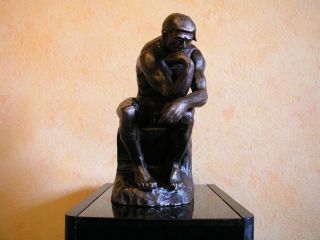 Der Denker A.  Rodin Signiert 4,  8 Kg Bronze Statue Skulptur Bronzefigur H:26cm Bild