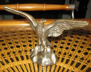 Alter Kleiner Messing Adler Figur Vogel Höhe 9 Cm,  Breite 14 Cm Augen Rot Bild
