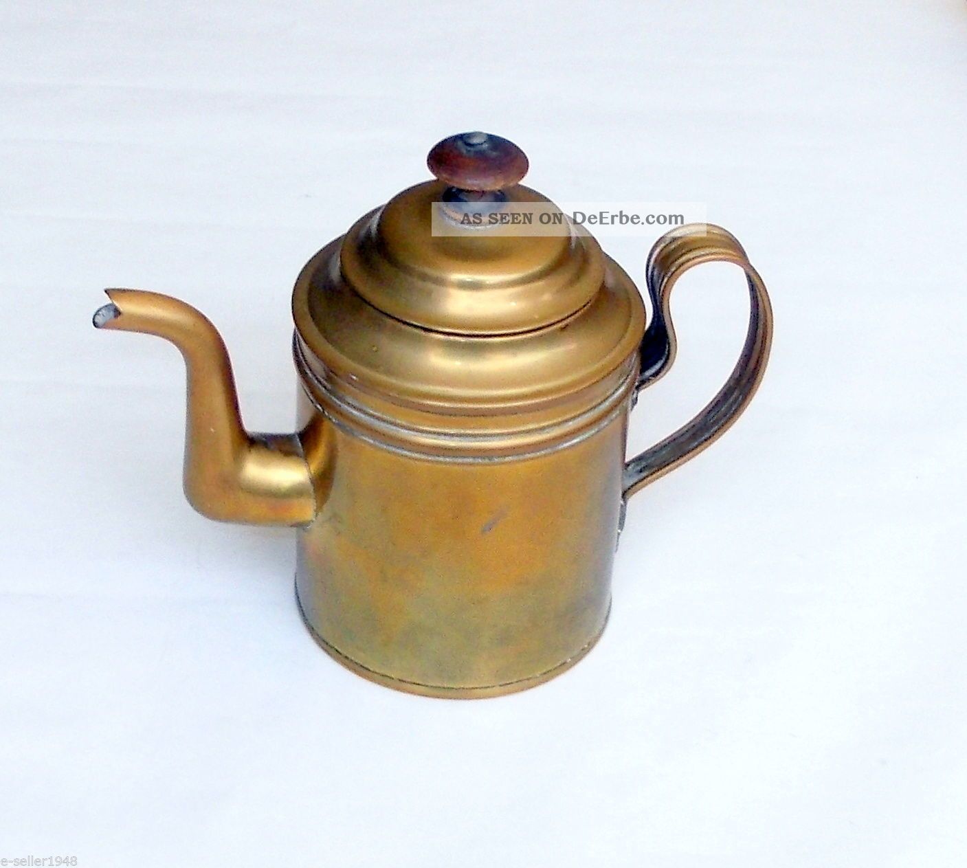 Alter Messingkessel Mit Gravur,  Wasserkessel Adelsnachlass 50erjahre Vintage Gefertigt nach 1945 Bild