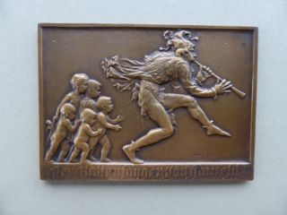 Bronze - Der Rattenfänger Von Hameln - Relief - Plakette - Signiert Bild