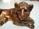 Löwe Liegend,  Bronzefigur,  Feiner Guß Mit Schöner Detaildarstellung,  Ca 1000g Bronze Bild 2