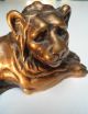 Löwe Liegend,  Bronzefigur,  Feiner Guß Mit Schöner Detaildarstellung,  Ca 1000g Bronze Bild 3
