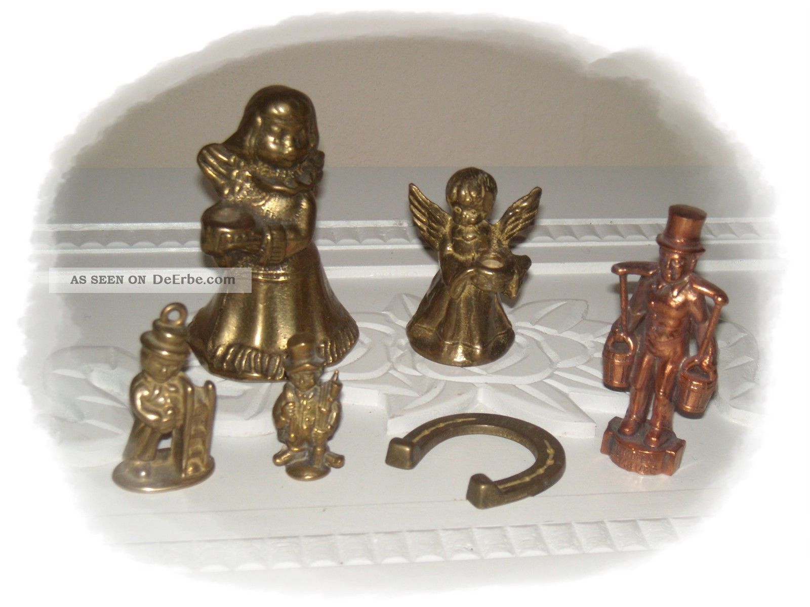 6 Figuren Messing Aus Sammlung Vitrinenstücke Liebliche Deko Top Gefertigt nach 1945 Bild