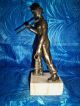 Alte Bronzefigur Bergmann Mit Grubenlampe Bergarbeiter Bergbau,  28 Cm Bronze Bild 3